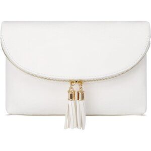 Women's Faux Leather Envelope Clutch Crossbody Bag with Multi Compartments
